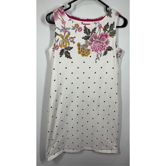 JOULES Great Britain White Floral & Polka Dot Dress Size 8 - Picture 1 of 9